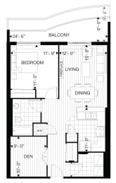 Floor Plan  Juliana Place Apartments 1 bedroom + 1 bathroom apartment floor plan in Woodstock, ON