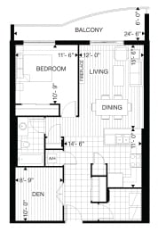 Floor Plan  Juliana Place Apartments 1 bedroom + 1 bathroom apartment floor plan in Woodstock, ON