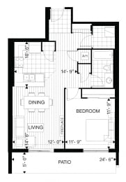 Floor Plan  Juliana Place Apartments 1 bedroom + 1 bathroom apartment floor plan in Woodstock, ON