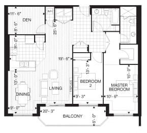 Floor Plan  Juliana Place Apartments 2 bedroom + 2 bathroom apartment floor plan in Woodstock, ON
