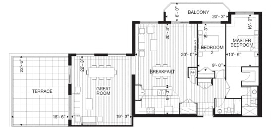 Floor Plan  Juliana Place Apartments 2 bedroom + 2 bathroom apartment floor plan in Woodstock, ON