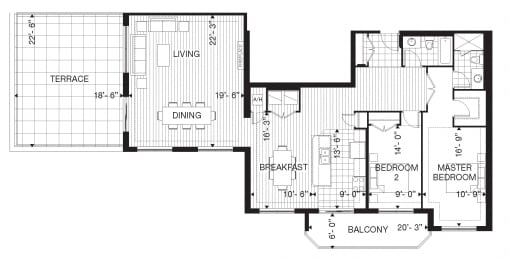 Floor Plan  Juliana Place Apartments 2 bedroom + 2 bathroom apartment floor plan in Woodstock, ON