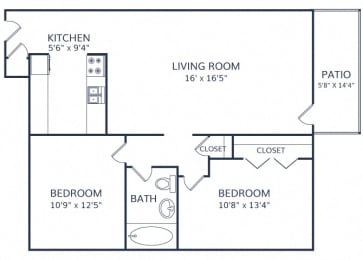 The Kobey 2 bed 1 bath