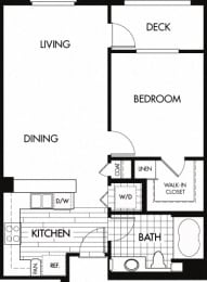 G 725 Sq. Ft. Floor plan at Trio Apartments, Pasadena, CA