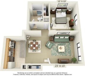  Floor Plan 1 Bedroom