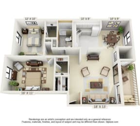  Floor Plan 2 Bedroom The Edward