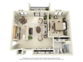  Floor Plan 1 Bedroom