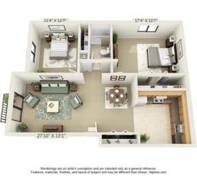  Floor Plan 2 Bedroom Style C