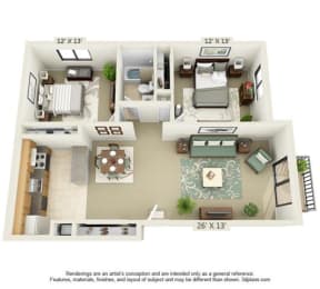  Floor Plan 2 Bedroom Style A