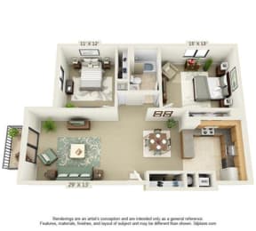  Floor Plan 2 Bedroom Style B