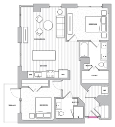 Coleton 12 (C18) 2 Bed 2 Bath Floor Plan at Kingston at McLean Crossing, McLean, 22102