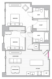 Coleton 6 (C11)  2 Bedroom 2 Bathroom Floor Plan at Kingston at McLean Crossing, McLean, 22102