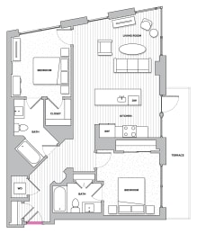 Coleton 5 (C10) 2 Bed 2 Bath Floor Plan at Kingston at McLean Crossing, McLean, VA