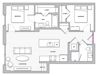 Coleton 1 (C6)  2 Bedroom 2 Bathroom Floor Plan at Kingston at McLean Crossing, Virginia