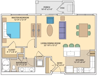 1 bed 1 bath W1D Floor Plan at Skye at Arbor Lakes, Maple Grove