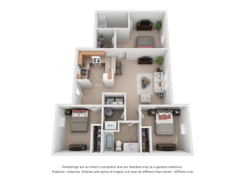 1065 sq.ft. Three Bed Two Bath