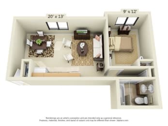  Floor Plan 1 Bedroom