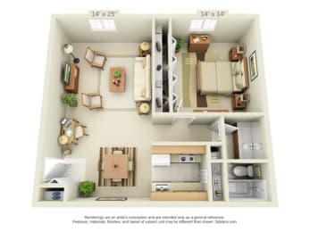  Floor Plan 1 Bedroom