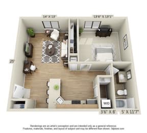  Floor Plan Luxury 1 Bedroom