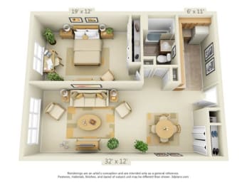  Floor Plan 1 Bedroom
