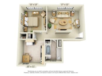 Floor Plan 1 Bedroom