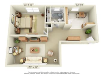  Floor Plan 1 Bedroom