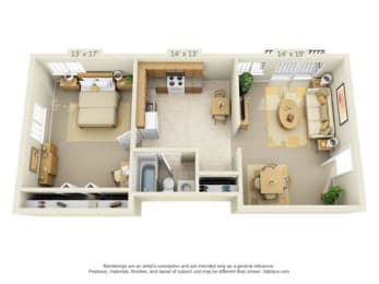  Floor Plan 1 Bedroom