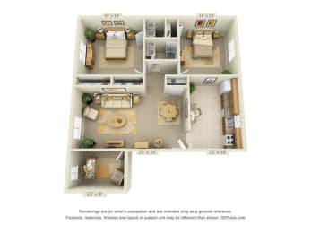  Floor Plan 2 Bedroom Den