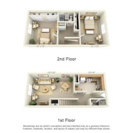  Floor Plan 2 Bedroom Townhouse