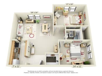  Floor Plan 2 Bedroom