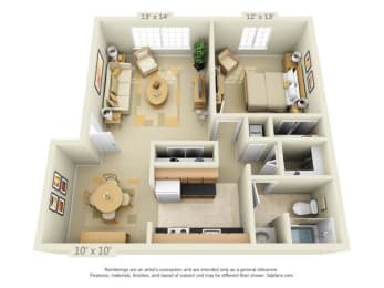  Floor Plan 1 Bedroom