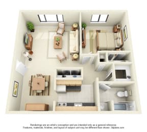  Floor Plan 1 Bedroom