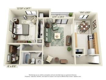  Floor Plan 1 Bedroom