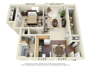  Floor Plan 1 Bedroom
