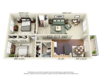 Floor Plan 2 Bedroom