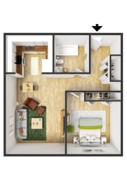 Floor Plan  1 Bedroom Floor Plan