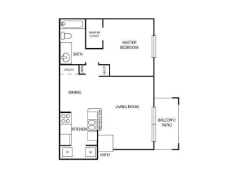 Floor Plan  One Bed One Bath