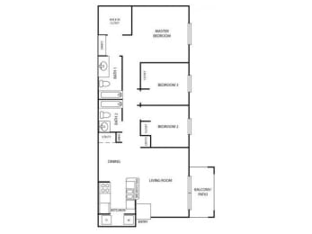 Floor Plan  Three Bed Two Bath