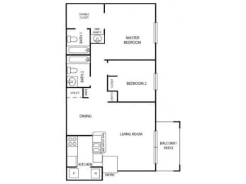 Floor Plan  Two Bed Two Bath
