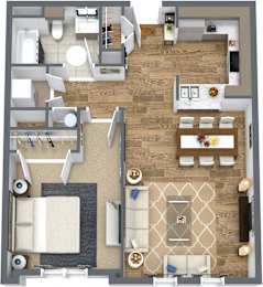 Floor Plan  1 Bedroom - 120% AMI