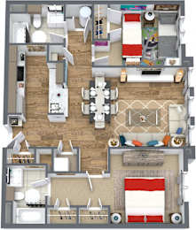 Floor Plan  2 Bedroom - 120% AMI