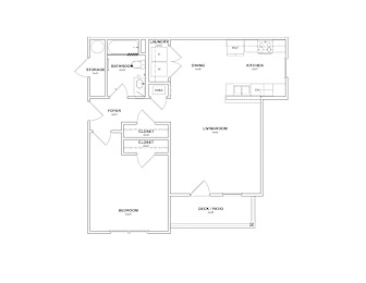 One Bedroom 1  Bed   1  Bath 758 Sq. Ft. Floor Plan  at The Assembly Apartments, Greenville