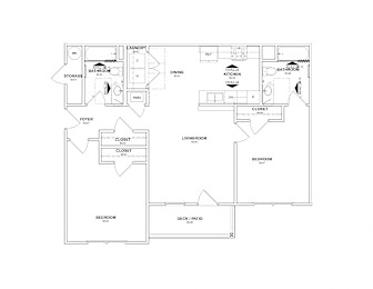 Two Bedroom 2 Bed 2 Bath 990 Sq. Ft. Floor Plan  at The Assembly Apartments, Greenville, SC