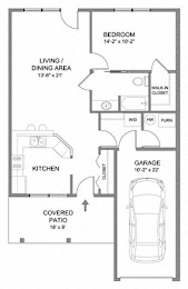 Floor Plan  1 Bedroom/1 Bath