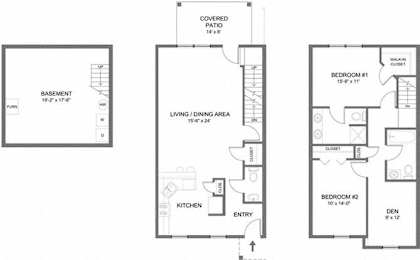 Floor Plan  2 Bedroom/2.5 Bath/Den