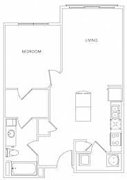 1 bed 1 bath A1+ Floorplan - 716 sq. ft. at Encore at Forest Park Apartments, Missouri