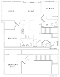 3 bed 2 bath C2 Floorplan at Encore at Forest Park Apartments, Saint Louis