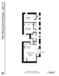 1431 Cortez Two Bedroom Floor Plan