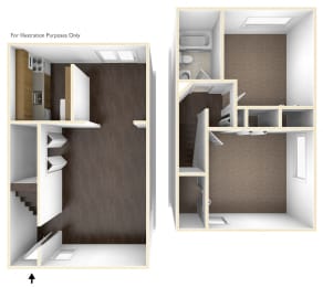 Two Bedroom Apartment Floor Plan at Chatham West Apartments, Brockton, Massachusetts