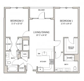 Two Bed Two Bath B4 at AVE King of Prussia, King of Prussia, PA, 19406